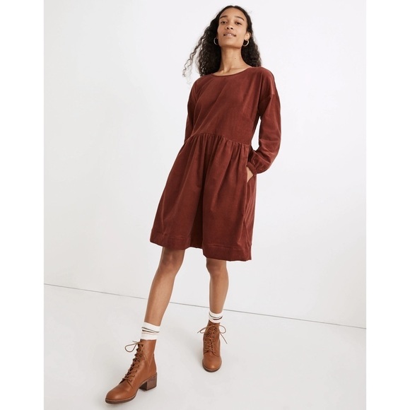 Madewell Dresses & Skirts - Madewell Corduroy Relaxed Mini Dress in Rust Color Size Small